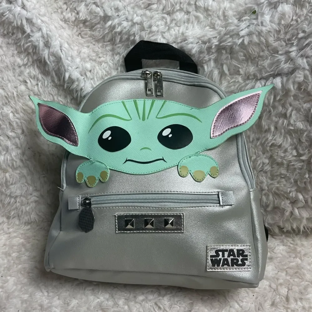 Star Wars Grogu Baby Yoda Mini Backpack Silver & mint green
